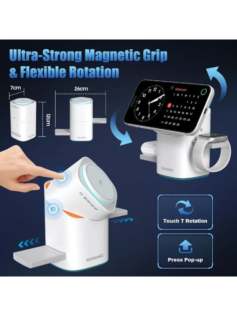 3-in-1 Fast Wireless Charging Station for iPhone, Galaxy, AirPods & iWatch - 25W